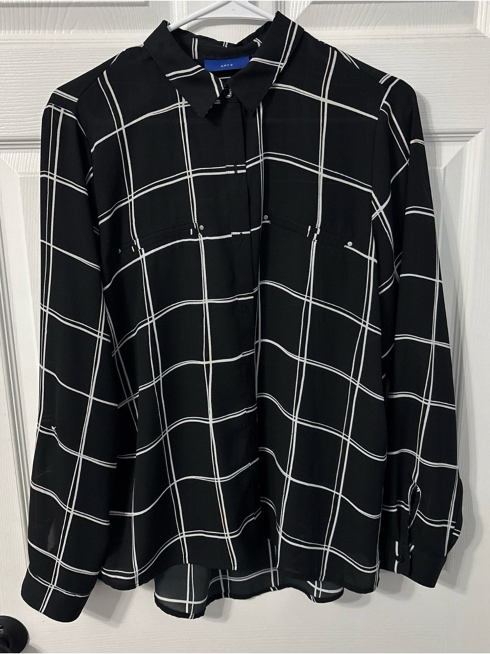 Apt. 9 Black Windowpane Button-Up Blouse